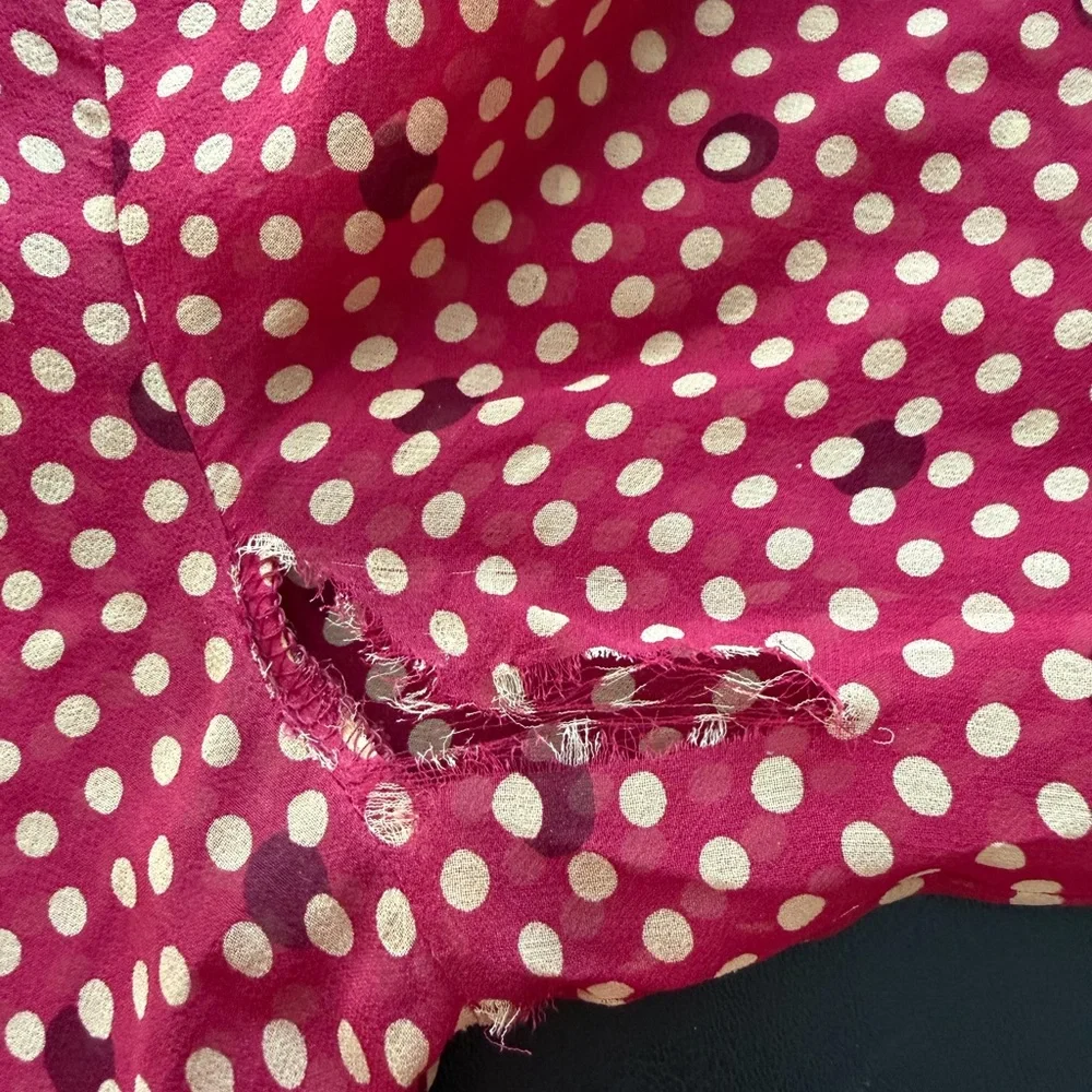 Johnny Was Silk Polka Dot Blouse Size Small Tear / Repair Needed - Picture 5 of 9